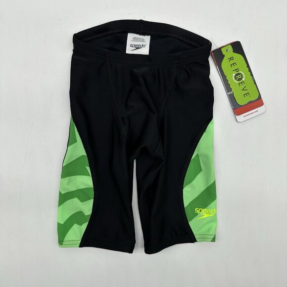 Speedo Men's Boy's Size 22 Vortex Maze Jammer in Black/Team Bright Green NWT - Picture 2 of 7